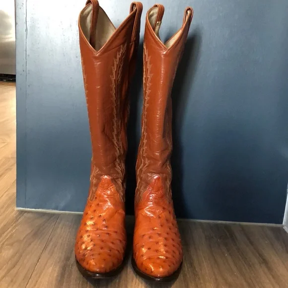 Larry Mahan Vintage Western Full Quill Ostrich Boots - Picture 4 of 15